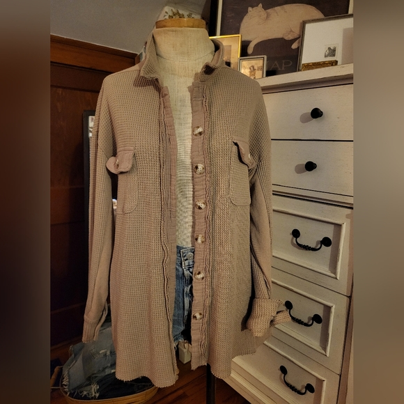 Waffle Knit jacket XL , fits M as a boyfriend-fit style - Picture 1 of 6